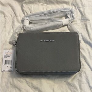Michael Kors Charcoal Grey Crossbody with Silver Hardware